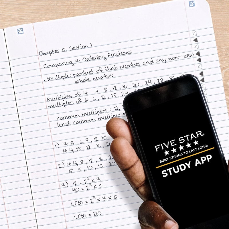 Five Star Composition Book + Study App, 4 Pack, College Ruled Paper, 7-1/2" x 9-3/4", 80 Sheets, Forest Green, Pacific Blue, Fire Red and Black (850065B-ECM) - Image 3